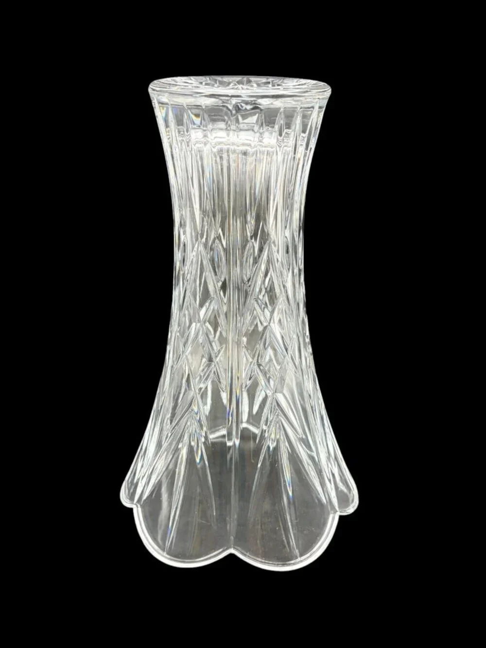 Vtg St George Lead Crystal Vase Crystal DePlomb Style Flared Scalloped Rim 8.5